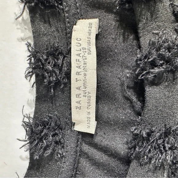 Zara Trafaluc Womens Black Fringe Long Sleeve Shirt - Picture 8 of 12